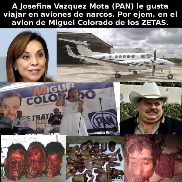 La panista Vazquez Mota con los aviones de miembros de los Zetas