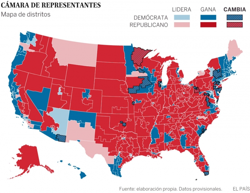 Camara de representantes, mapa de distritos