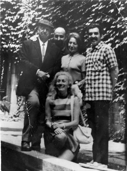 Pablo Neruda, José Caballero, Matilde Urrutia, Gabriel García Márquez y Maria Fernanda Thomás de Carranza en Barcelona, junio de 1970.