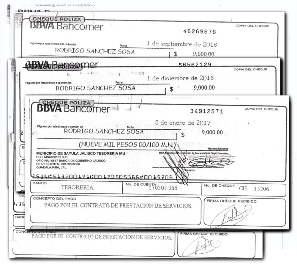Copias de los pagos a Rodrigo Sanchez el violador de niños de Sayula 
