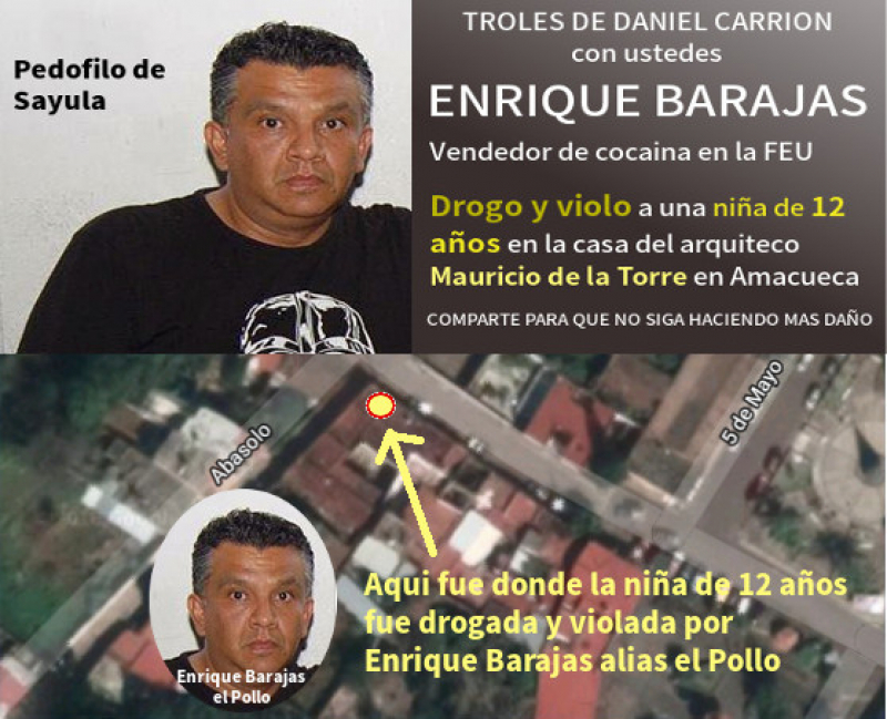 Enrique Barajas alias el Pollo, violador de niños, Sayula, Jalisco