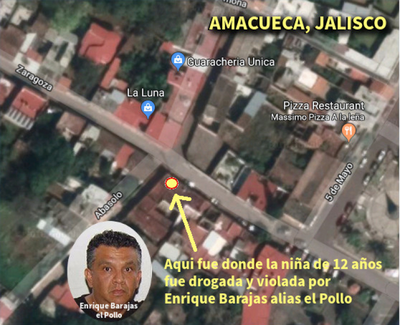 Ubicacion en Amacueca en donde violaron a una niña de 12 años