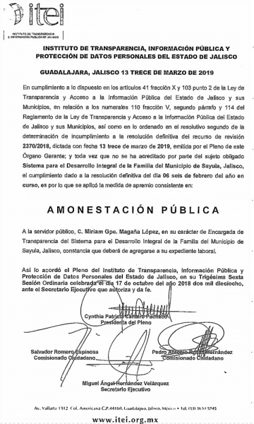 La Amonestación Publica d Míriam Guadalupe Magaña López