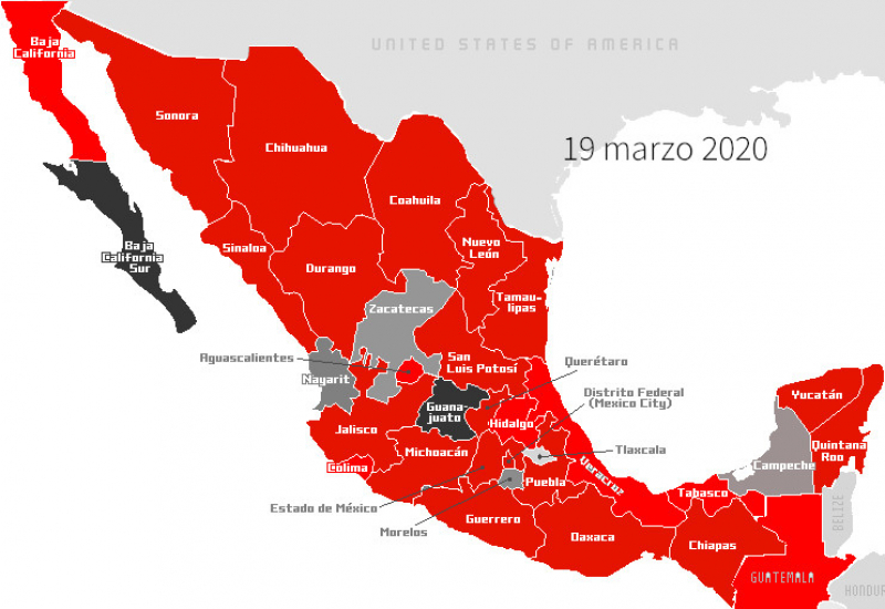 Casos de coronavirus en Mexico 19 de marzo 2020