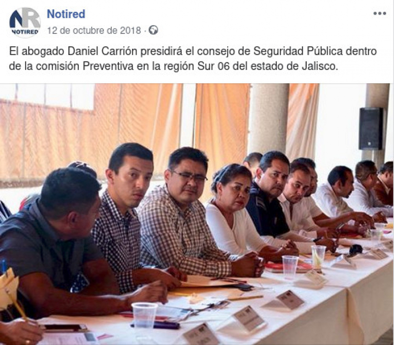Daniel Carrión presidente de  el Consejo de Seguridad Pública dentro de la Comisión Preventiva en la región Sur 06 del estado de Jalisco