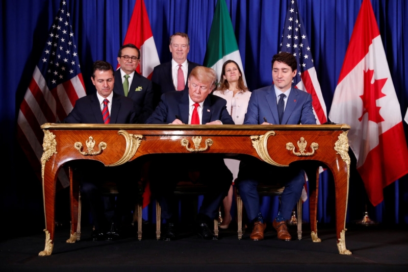Peña, Trudeau y Trump firman el T-MEC que perjudicara a México