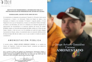 Amonestación Publica contra Jorge Arturo González Corona Director del Carnaval Sayula