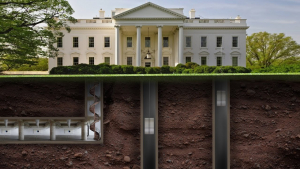 El presidente Trump huye para esconderse en un búnker subterráneo