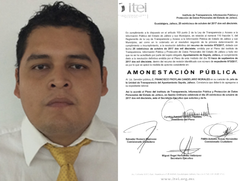 Amonestación Pública para Froylan Candelario Morales por obstruir la justicia